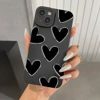 Love Heart Soft Silicone Phone Case For iPhone 16 15 14 Pro Max Plus 11 12 13 Pro Plus X XS XR Shockproof Cover