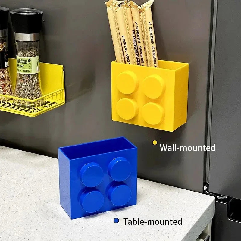 Magnetic Refrigerator Storage Box Tableware Container Creative Block-shaped Kitchen Organizer Holiday Themed Decor Tools