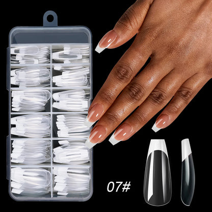 120pcs/box Acrylic French False Nails Medium Length Square Armor Full Cover Nail Tips