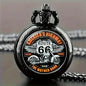 Exquisite Cool Motorbike Route 66 The Mother Road Pattern Pocket Watch Design, Precise Quartz Movement Watch Gift for Male Kids