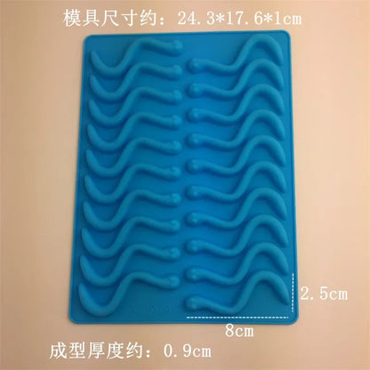 20 Holes DIY Silicone Gummy Snake Worms Chocolate Mold Sugar Candy Jelly Molds Ice Tube Tray Mold Cake Decorating Tools
