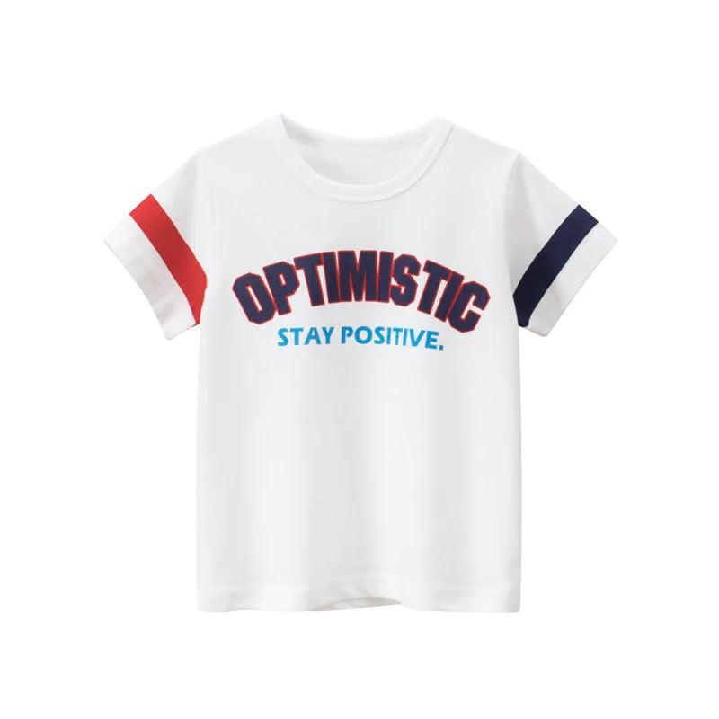 2-8 Years Summer Children Boys T-shirts Cartoon Printed Letter Baby Boy Short Sleeve Tops Kids T Shirts Toddler Clothes