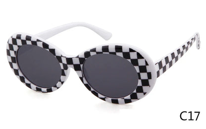 WHO CUTIE Vintage Small Oval Sunglasses Men Women Brand Designer 90S Retro White Leopard Frame Shades Sun Glasses OM524