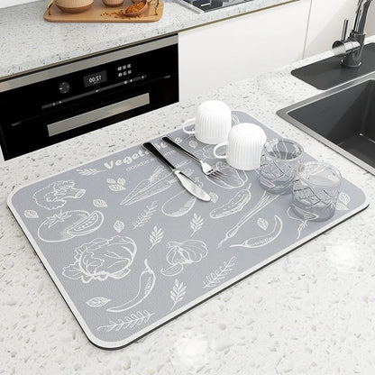 Super Absorbent Large Drying Mat – Anti‑Slip Quick‑Dry Pad for Kitchen, Coffee Station, Bathroom & Tableware