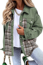 Women’s Long Sleeve Denim Jacket – Punk Plaid Print Button‑Up Irregular Shirt Jacket