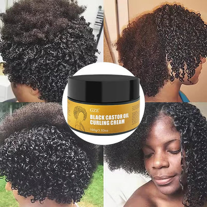 Black Castor Oil Curl Defining Cream: Non-Stick, Hydrates, Eliminates Frizz, Hair-Smoothing Anti-Frizz Cream