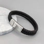 Personalized Black Leather Explorer Bracelet For Men Custom Engraved Name Date Strong Magnetic Clasps Bracelet Father's Day Gift