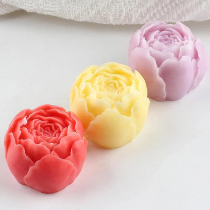 9 PCS Rose Flower Tulip Peony Heart Candle Soap Wax Mold Valentine Day Silicone for Small Butter Candles Chocolate Making Molds