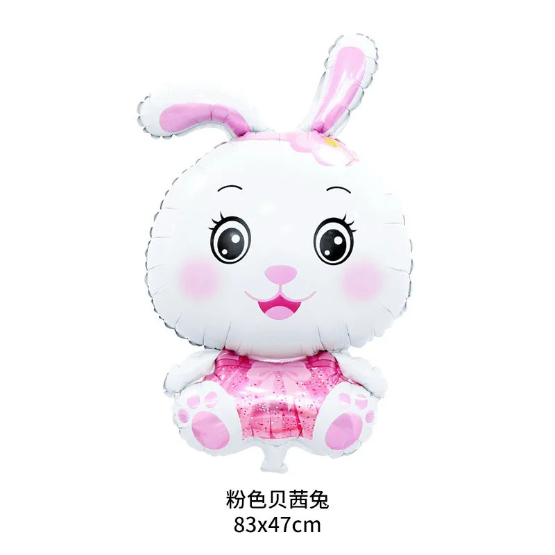 Cute Cartoon White Bunny Aluminum Foil Balloons Rabbit Happy Easter Party Decoration Supplies Children Favor Birthday Party Gift