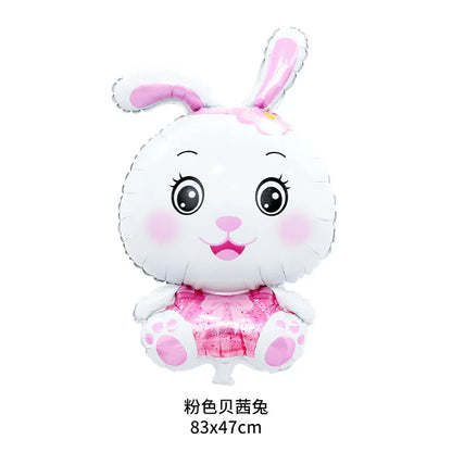 Cute Cartoon White Bunny Aluminum Foil Balloons Rabbit Happy Easter Party Decoration Supplies Children Favor Birthday Party Gift