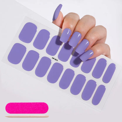 16‑Piece Semi‑Cured Gel Nail Wrap Set – French Pure Color UV Gel Polish Strips, Long‑Wear Nail Extension Decals