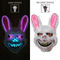 LED Glowing Cosplay Bloody Rabbit Mask Halloween Scary Killer Bloody Bunny Bear Headgear Carnival Masquerade Horror Costume Prop