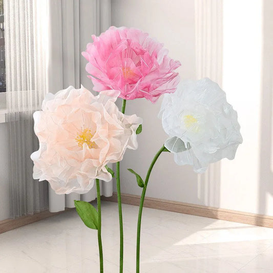 DIA 75CM Gauze Flower Artificial Peony Giant Flower Handmade Flower Wedding Home Decoration Stage Photo Props Flores