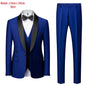 Men's Solid Color Suit Jacket Blazer Waistcoat Vest Pants Set M-6XL