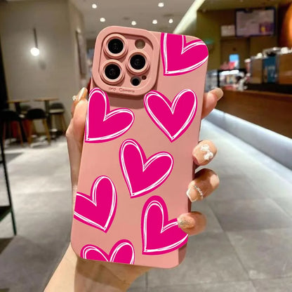Love Heart Soft Silicone Phone Case For iPhone 16 15 14 Pro Max Plus 11 12 13 Pro Plus X XS XR Shockproof Cover