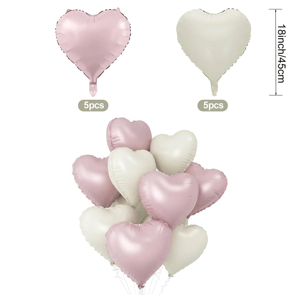 Matte Pink Brown Lying Bear Foil Balloons Love Heart Balloon for Valentines Day Decoration Bear Themed Birthday Wedding Supplies