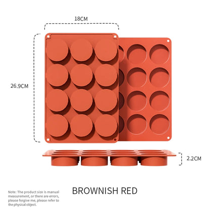 Round Chocolate Cookie Molds Oreo Chocolate Silicone Mold 12-Cavity Cylinder Silicone Molds for Jelly Mini Cakes Muffin Baking