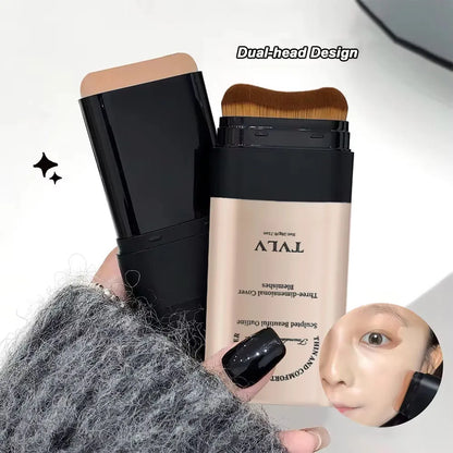 Skin Beauty Double-end Foundation Stick,Velvet Moist Light Concealer Foundation Long-lasting Flawless Makeup Face Beauty Makeup