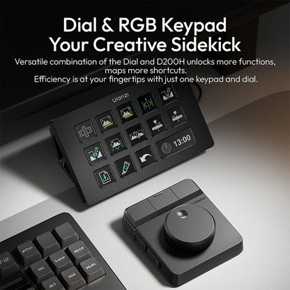 Ulanzi D100H Dial Creative Controller for Video&Photo Editing Dial&RGB Keypad Controller for Light System for Intelligent Studio