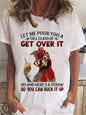 Cartoon Chicken Print T-Shirt Casual Short Sleeve Top For Spring & Summer Women's Clothing