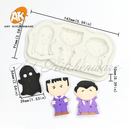 Halloween Witch & Cat Silicone Mold – Fondant, Chocolate & Cake Decorating Tool