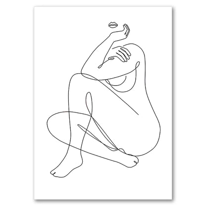 Sexy Female Body Art Print Naked Nude Canvas Poster Line Drawing Prints Abstract Woman Wall Art Painting Pictures Bedroom Decor