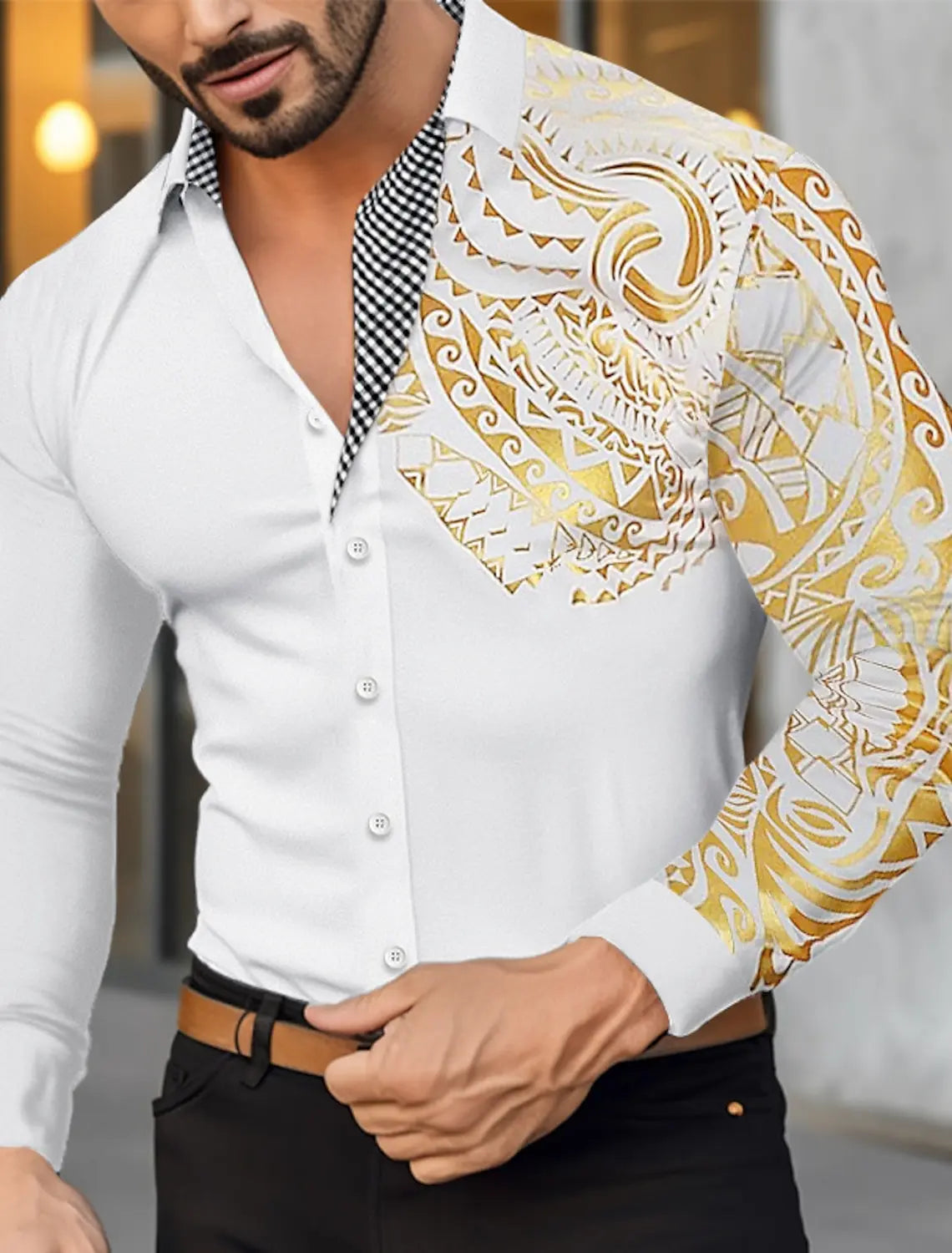 Men’s Long Sleeve Button‑Up Shirt