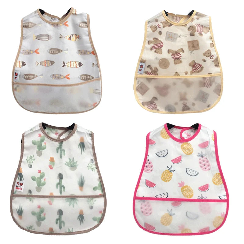 Adjustable Baby Bibs Waterproof Pocket Lunch Feeding Bibs