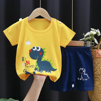 Cartoon Printed Clothing Pure Cotton Home Clothes 2 Piece T-shirt+Shorts