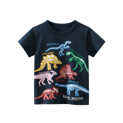 2-8 Years Summer Children Boys T-shirts Cartoon Printed Letter Baby Boy Short Sleeve Tops Kids T Shirts Toddler Clothes