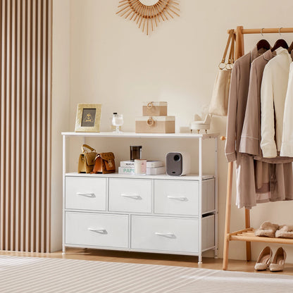 JHK Shoe Cabinet Dresser With 5 Fabric Drawers  Space Saving Cabinet  Home Furniture