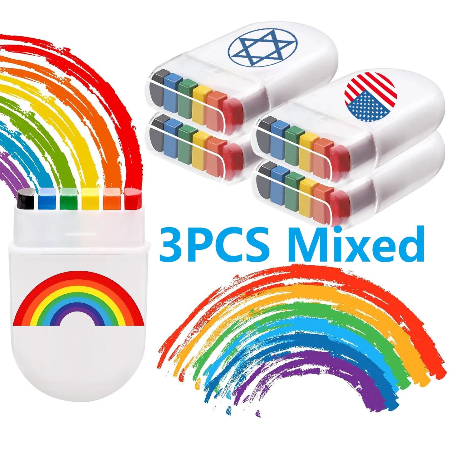 2 Pcs Rainbow Crayon Paint Color Set - Birthday Party Colorful Theme Oil Pastel Accessories, Family Christmas Halloween Gift