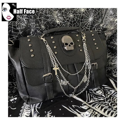 Harajuku Punk Skeleton Chain Bag – Spicy Girls Gothic Lolita One‑Shoulder Crossbody Tote