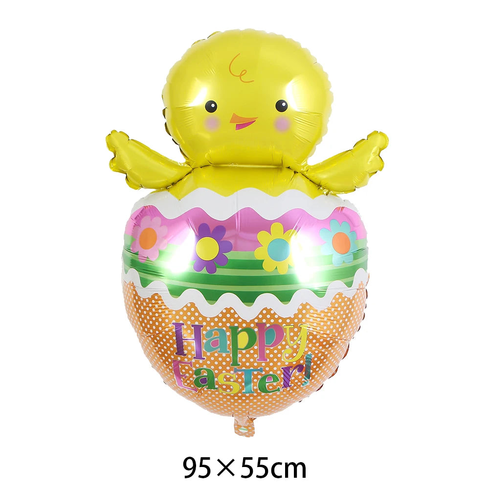 Cute Cartoon White Bunny Aluminum Foil Balloons Rabbit Happy Easter Party Decoration Supplies Children Favor Birthday Party Gift