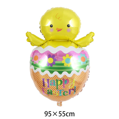 Cute Cartoon White Bunny Aluminum Foil Balloons Rabbit Happy Easter Party Decoration Supplies Children Favor Birthday Party Gift
