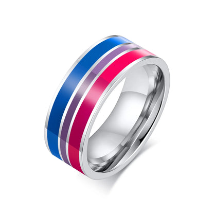 Pride Parade Lesbian Gay LGBT Pride Ring, Bisexual Non-binary Pride Multicolor Rainbow Ring, Love Promise Wedding Jewelry