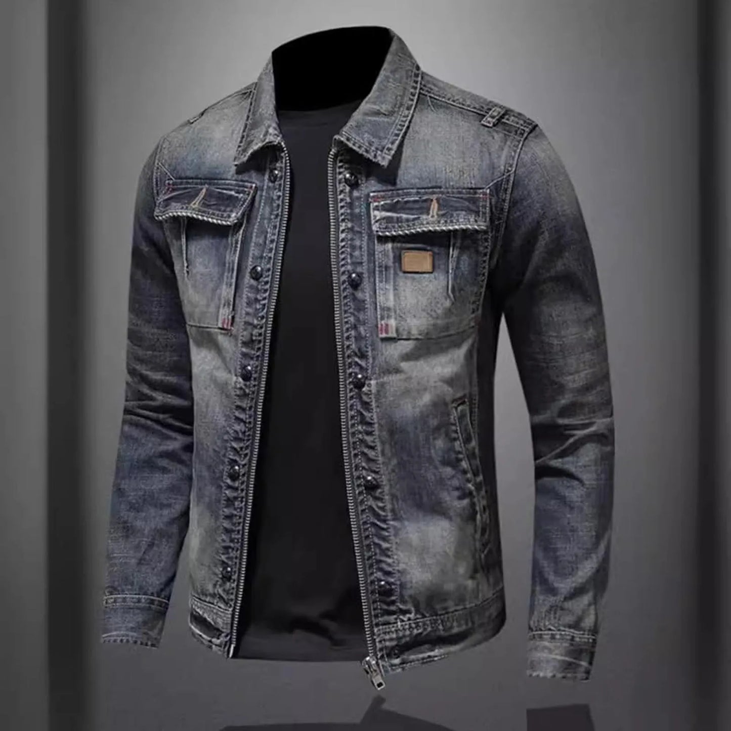Vintage Denim Jacket Men's With Windbreak Cotton Padded Down Jacket Men's High Quality Classic Fashion New Zipper Padded Jacket