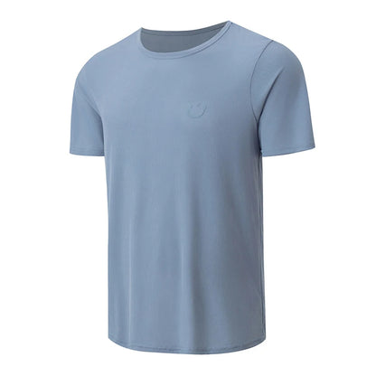 4/1 Pcs Men's Summer Solid Color Smiling Face Ice Silk Casual Short Sleeve Teenagers Loose Fashion Soft And Comfortable Sports T