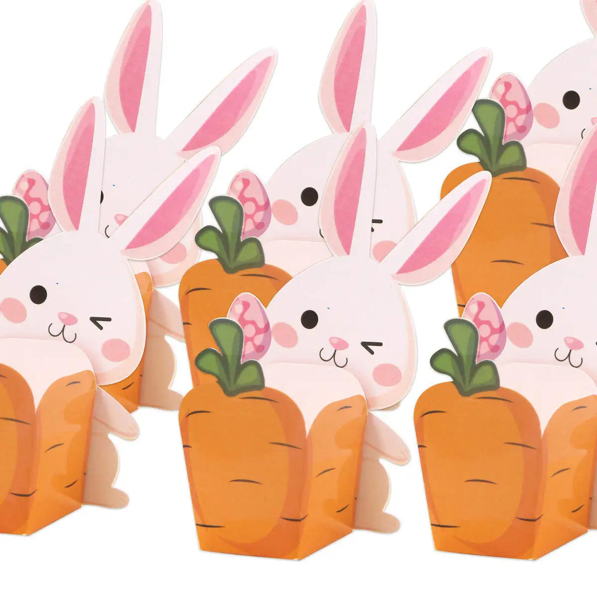 20Pcs Rabbit Carrots Boxes Carton Bunny Sweets Basket For Happy Easter Party Table Decoration DIY Candy Packaging Supply