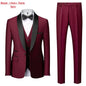 Men's Solid Color Suit Jacket Blazer Waistcoat Vest Pants Set M-6XL