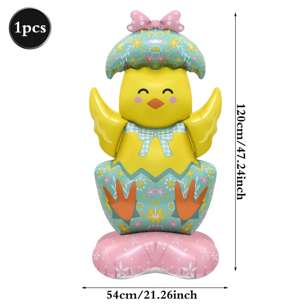 3D Standing Easter Foil Balloon Giant Rabbit Carrot Chick Egg Balloons Easter Party Decoration Kids Gift Air Filled Garden Decor