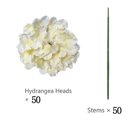 50 PCS Artificial Hydrangea Flowers Silk Hydrangea Heads for Wedding