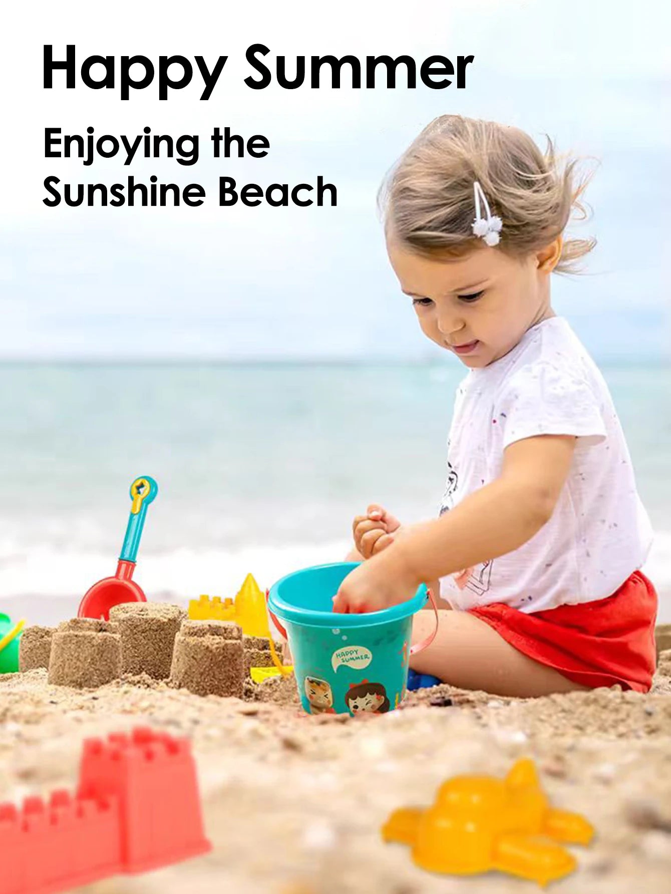 Summer Beach Set Toys For Kids Digging Sand Plastic Bucket Watering Bottle Shovels Children Beach Water Game Toys Tools