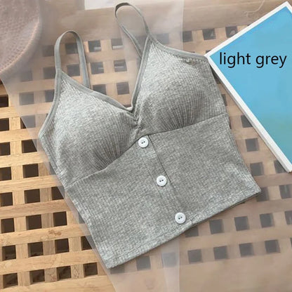 Women Knitted Tank Top Strap Vest Crop Top Chest Wrap Pure Cotton