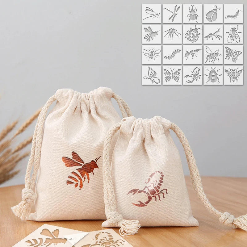 20‑Piece Insect Series Stencil Set – Reusable Hollow‑Out Dragonfly, Bee & Insect Pattern Templates for DIY Painting and Craft Projects