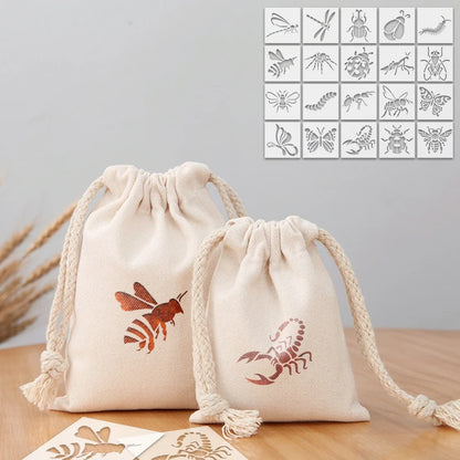 20‑Piece Insect Series Stencil Set – Reusable Hollow‑Out Dragonfly, Bee & Insect Pattern Templates for DIY Painting and Craft Projects