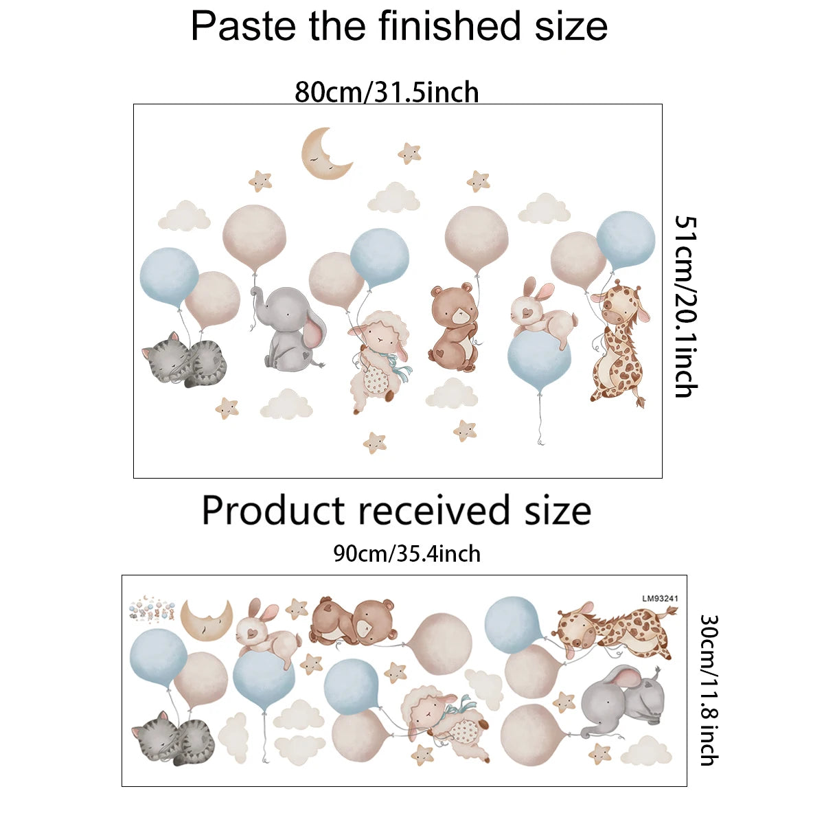 Cartoon Animal Balloon Wall Stickers With Movable Stickers For Decorating Posters And Murals In Children's Rooms