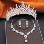 Elegant Party Birthday Bridal Wedding Crown Tiaras and Necklace Earrings 3 pcs Sets