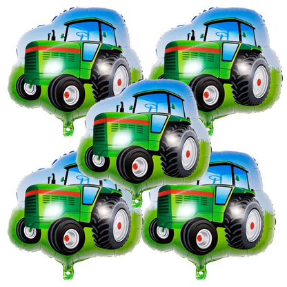 5‑Piece Construction Vehicle Balloon Set – Excavator, Crane & Truck Balloons for Boys’ Birthday Party