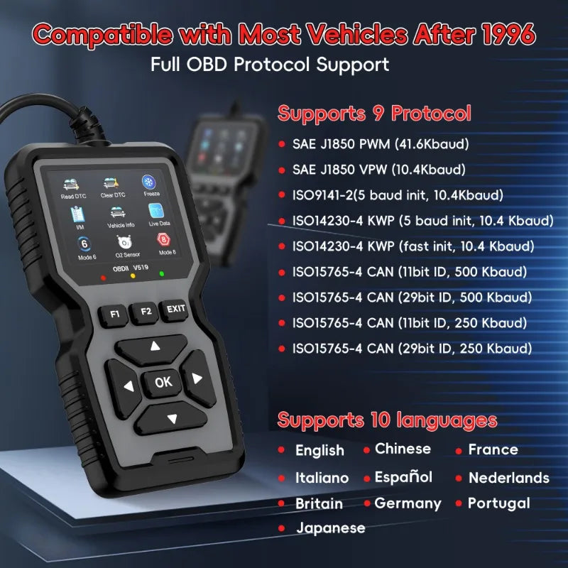 Advanced OBD2 Diagnostic Scanner – Professional Engine Code Reader with Real‑Time Data & Reset Functions